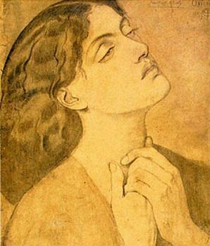 Dante Gabriel Rossetti : Study of Guinevere for,Sir Lancelot in the Queen's Chamber